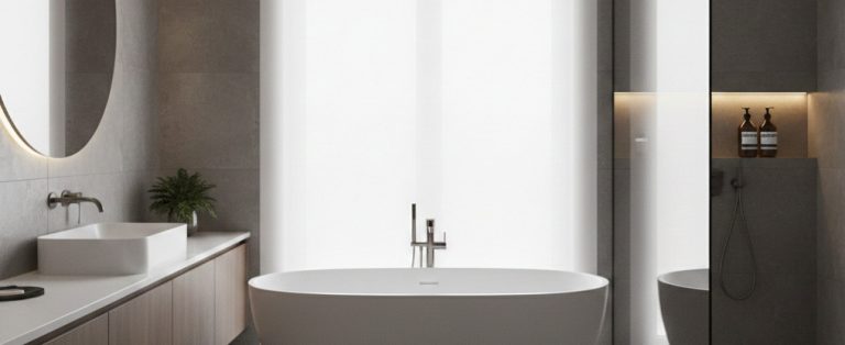 Modern bathroom with elegant fixtures.