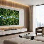 Modern living room with large TV